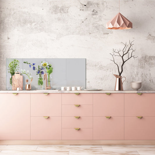 Glass kitchen panel with and w/o stainless steel back-coating: Wild flowers and herbs