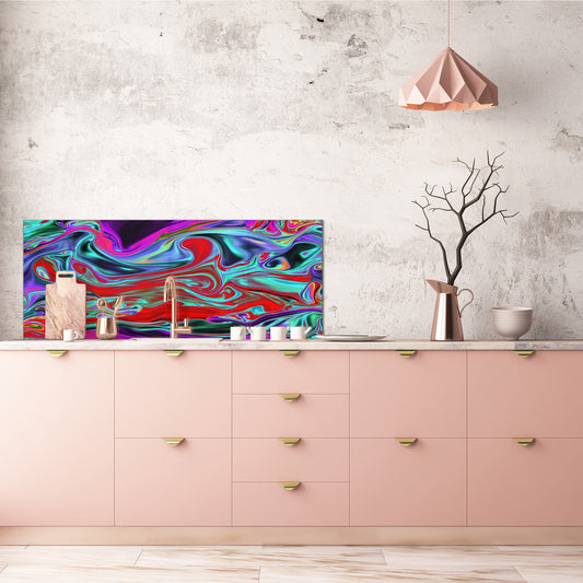 Glass kitchen panel with and w/o stainless steel back-coating: Magic space