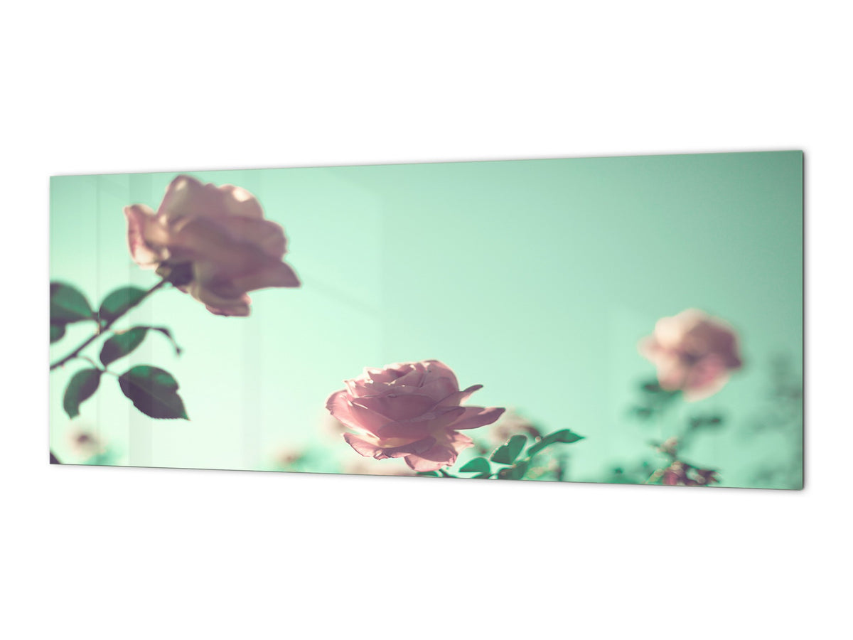 Glass kitchen panel with and w/o stainless steel back-coating: Vintage Flowers