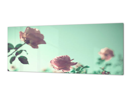 Glass kitchen panel with and w/o stainless steel back-coating: Vintage Flowers