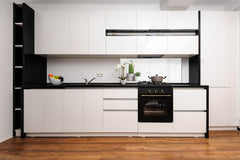 Glass backsplash w/ and w/o metal sheet backing with magnetic properties: Houseplants in flowerpots