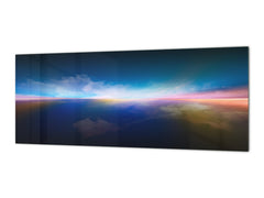 Glass backsplash w/ and w/o metal sheet backing with magnetic properties: Never land landscape Paint series