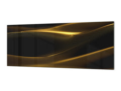 Glass backsplash w/ and w/o metal sheet backing with magnetic properties: Drapery luxury gold 3d illustration