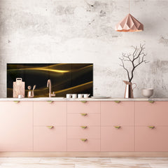 Glass backsplash w/ and w/o metal sheet backing with magnetic properties: Drapery luxury gold 3d illustration