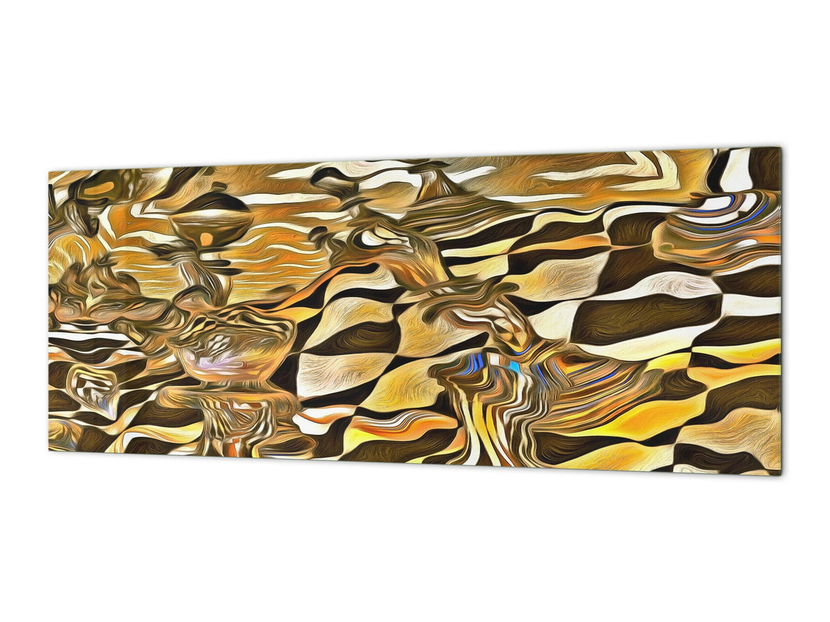Large format horizontal backsplash - magnetic and non magnetic tempered glass: Surreal oil painting - The Game