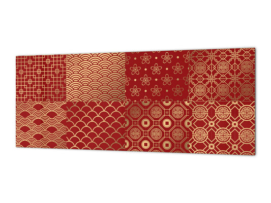 Horizontale Küchenrückwand im Großformat – magnetisches und nicht magnetisches Hartglas: Goldenes chinesisches Papier 