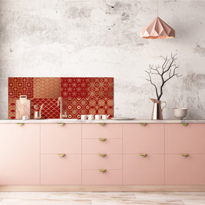 Large format horizontal backsplash - magnetic and non magnetic tempered glass: Golden Chinese paper