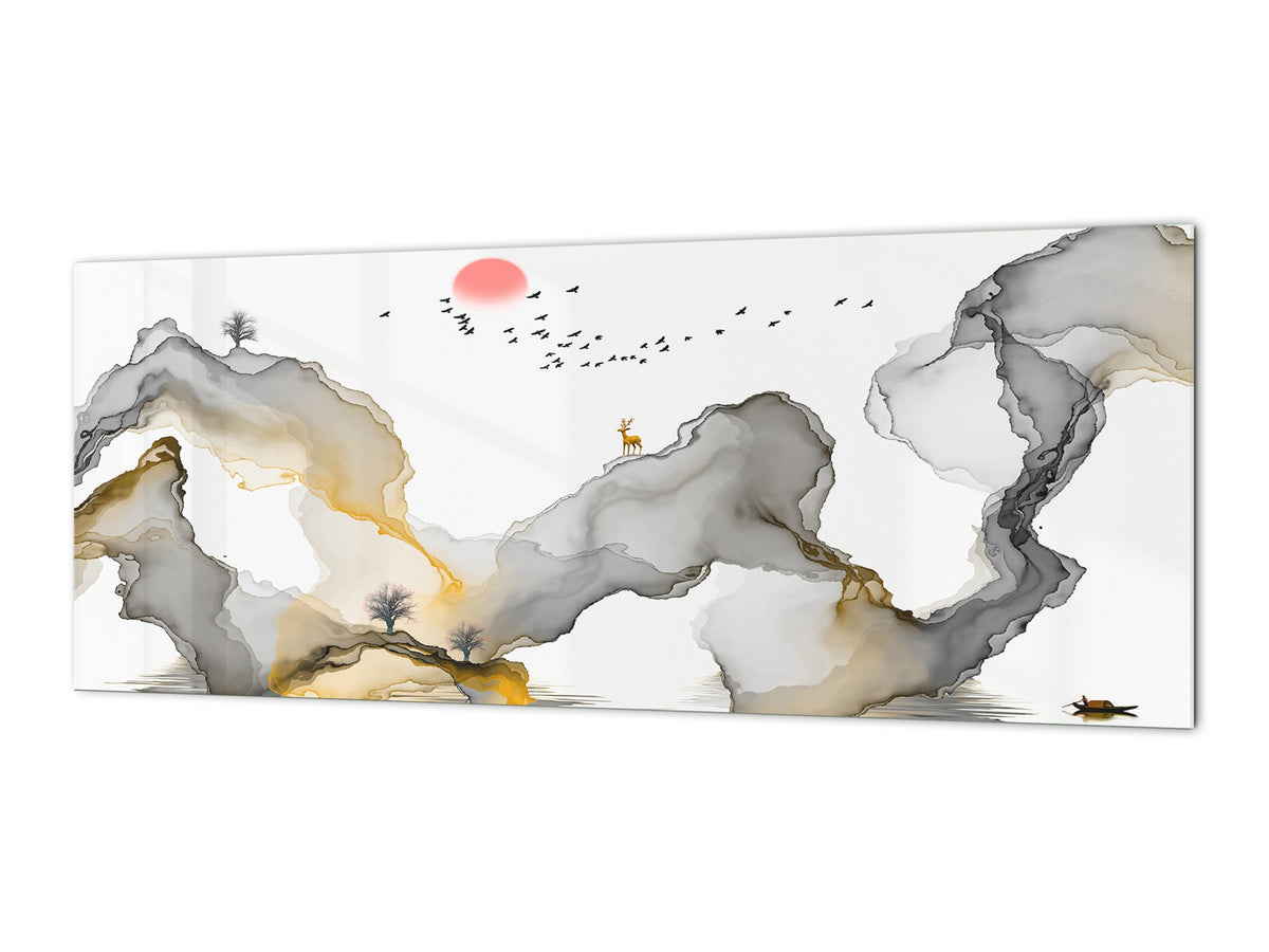 Large format horizontal backsplash - magnetic and non magnetic tempered glass: Artistic Mountain Images