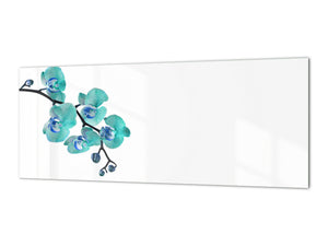 Large format horizontal backsplash - magnetic and non magnetic tempered glass: Beautiful Orchid - phalaenopsis