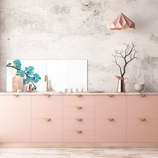 Large format horizontal backsplash - magnetic and non magnetic tempered glass: Beautiful Orchid - phalaenopsis