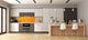 Glass splashback with metal backing in wide format - Kitchen tempered glass panel: Orange-yellow oil tempera