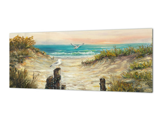 Glas-Spritzschutz mit Metallrückwand im Breitformat - Küchen-Hartglasplatte: Ocean Beach Dunes 