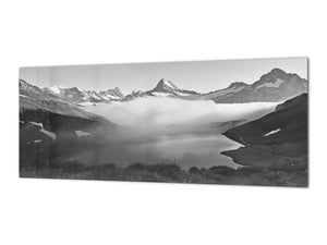 Glass splashback with metal backing in wide format - Kitchen tempered glass panel: Mountain landscapes