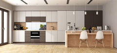 Wide-format tempered glass kitchen wall panel with metal backing - and without: Black grapes and wine glass