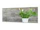 Wide-format tempered glass kitchen wall panel with metal backing - and without: Spathiphyllum in flowerpot