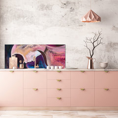 Wide-format tempered glass kitchen wall panel with metal backing - and without: Backdrop of people faces