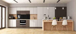 Wide-format tempered glass kitchen wall panel with metal backing - and without: Wild Cat face