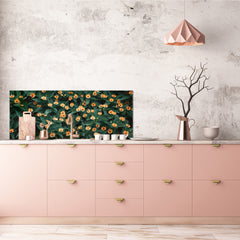 Toughened printed glass backsplash - Wideformat steel coated wall glass splashback: Flower with folk color