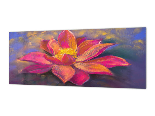 Tempered Glass magnetic and non magnetic splashback in wide-format: Modern painting of beautiful Lily