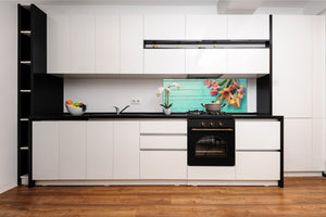Tempered Glass magnetic and non magnetic splashback in wide-format: Fresh tulips
