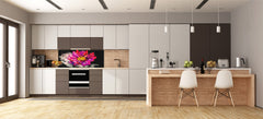 Tempered Glass magnetic and non magnetic splashback in wide-format: Flower on black background