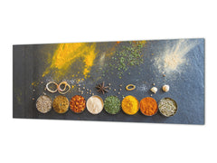 Tempered Glass magnetic and non magnetic splashback in wide-format: Indian spices and herbs
