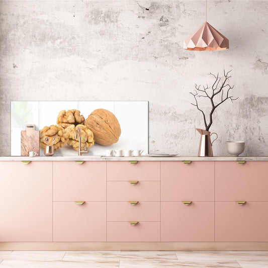 Contemporary glass kitchen panel - Wide format wall backsplash: Walnut brains