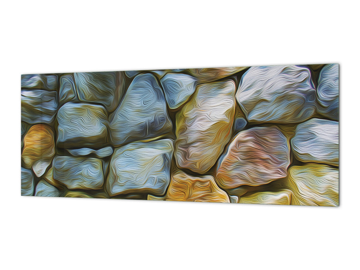 Contemporary glass kitchen panel - Wide format wall backsplash: Stone wall vectors 2