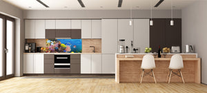 Contemporary glass kitchen panel - Wide format wall backsplash: Water lanscape
