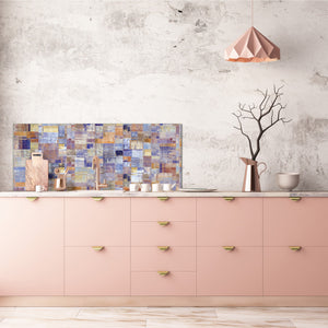 Contemporary glass kitchen panel - Wide format wall backsplash: Grunge wall art