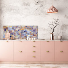 Contemporary glass kitchen panel - Wide format wall backsplash: Grunge wall art