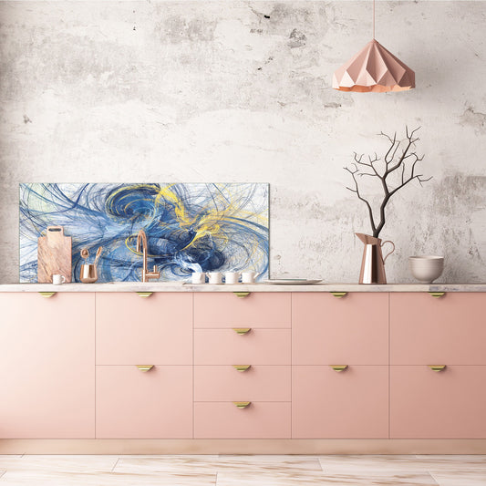 Contemporary glass kitchen panel - Wide format wall backsplash: Futuristic dynamic background