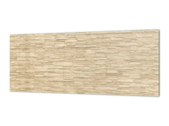 Contemporary glass kitchen panel - Wide format wall backsplash: Stone wall in  yellow