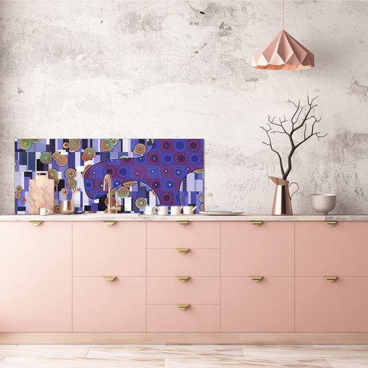 Tempered Glass magnetic and non magnetic splashback in wide-format: Abstract in Gustav Klimt style