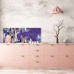 Tempered Glass magnetic and non magnetic splashback in wide-format: Abstract in Gustav Klimt style