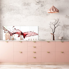 Tempered Glass magnetic and non magnetic splashback in wide-format: Red wine closeup