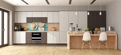 Tempered Glass magnetic and non magnetic splashback in wide-format: Coffee with croissant