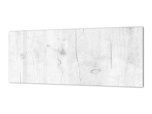 Tempered Glass magnetic and non magnetic splashback in wide-format: White  wood surface