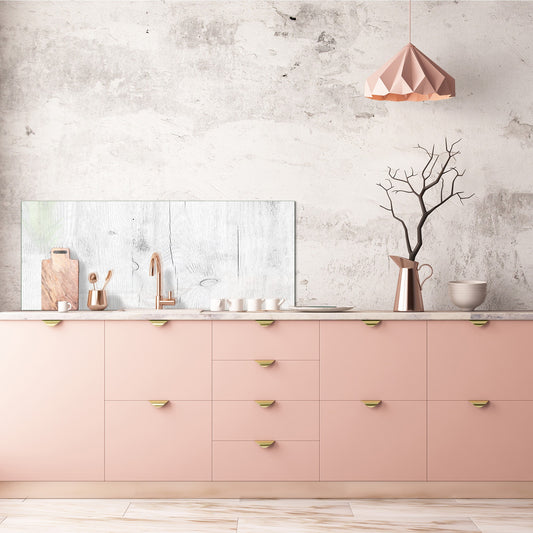 Tempered Glass magnetic and non magnetic splashback in wide-format: White  wood surface