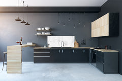 Tempered Glass magnetic and non magnetic splashback in wide-format: White  wood surface