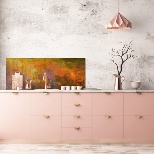 Tempered Glass magnetic and non magnetic splashback in wide-format: Abstract grundge painting 2
