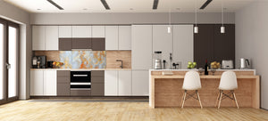 Glass kitchen panel with and w/o stainless steel back-coating: The structure precious stone