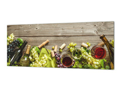 Glass kitchen panel with and w/o stainless steel back-coating: Wine composition in light