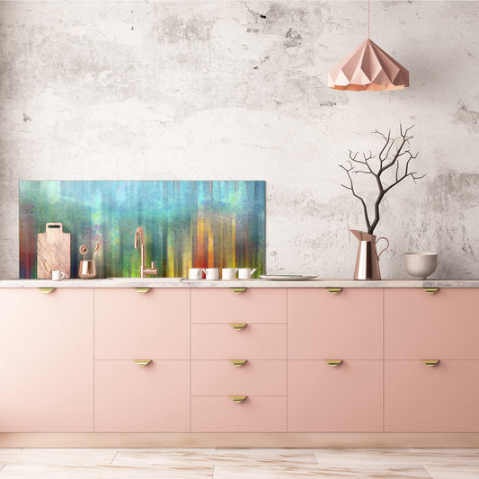 Glass kitchen panel with and w/o stainless steel back-coating: Digital wall art