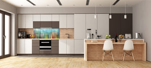 Glass kitchen panel with and w/o stainless steel back-coating: Digital wall art