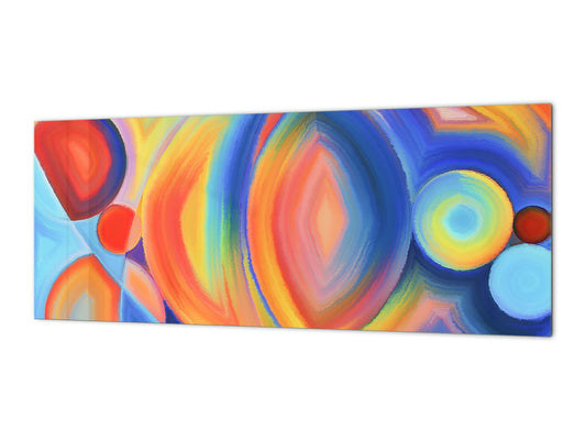 Glass kitchen panel with and w/o stainless steel back-coating: Arrangement of abstract forms