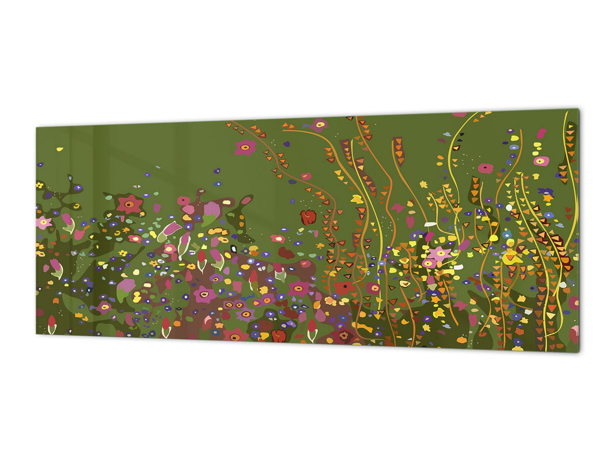 Glasrückwand mit und ohne Metallblechrückwand mit magnetischen Eigenschaften: Gustav Klimt, Blumen 