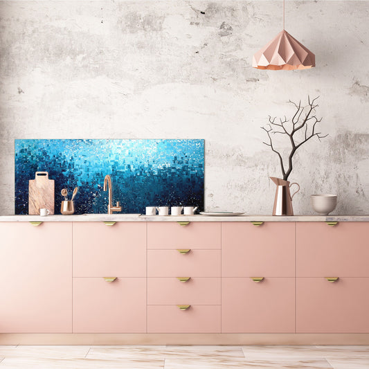 Glass backsplash w/ and w/o metal sheet backing with magnetic properties: Tribute to Pollock - expressionism