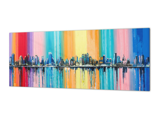 Large format horizontal backsplash - magnetic and non magnetic tempered glass: Longest day landscape