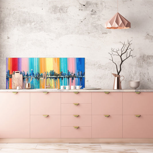 Large format horizontal backsplash - magnetic and non magnetic tempered glass: Longest day landscape